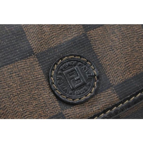 Fendi Brown Checkerboard Print Coated Canvas And Leather Belt Or Shoulder Purse - Picture 5 of 5